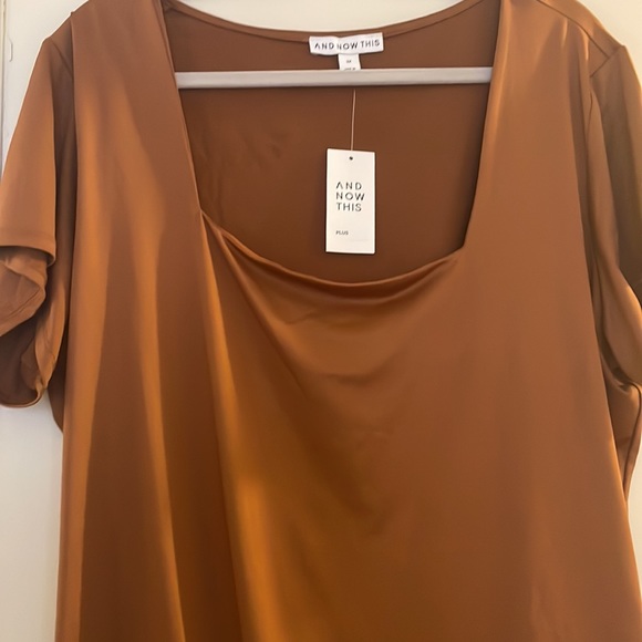 NWT And Now This Macy’s Plus Mocha Brown Trendy Square Neck Bodysuit - Picture 5 of 6